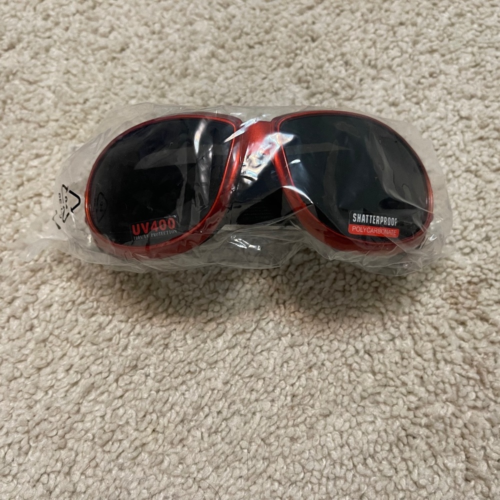 Motorcycle Ski Goggles Wind Eliminator Red Cycling UV 400 Brand New